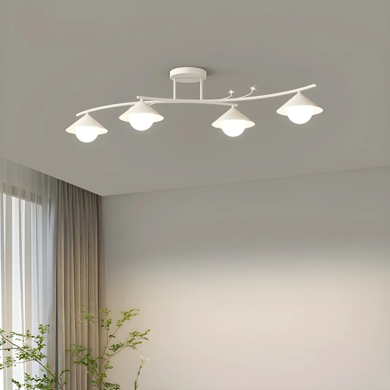 Sleek Modern White Metal Island Pendant Light