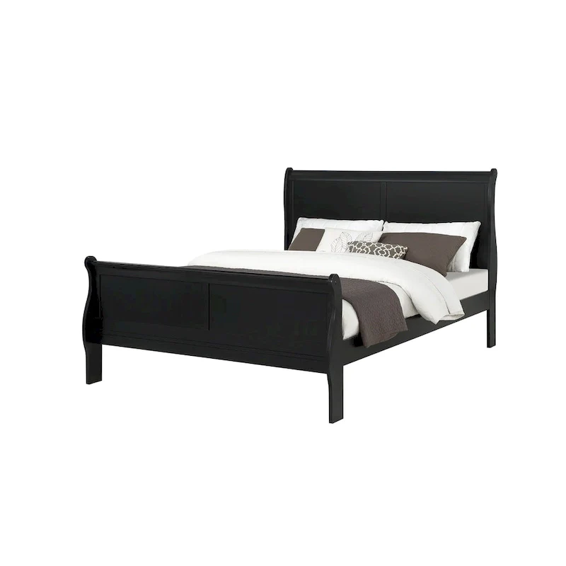 Lillie 6 Piece Black Wooden Sleigh Bedroom Set