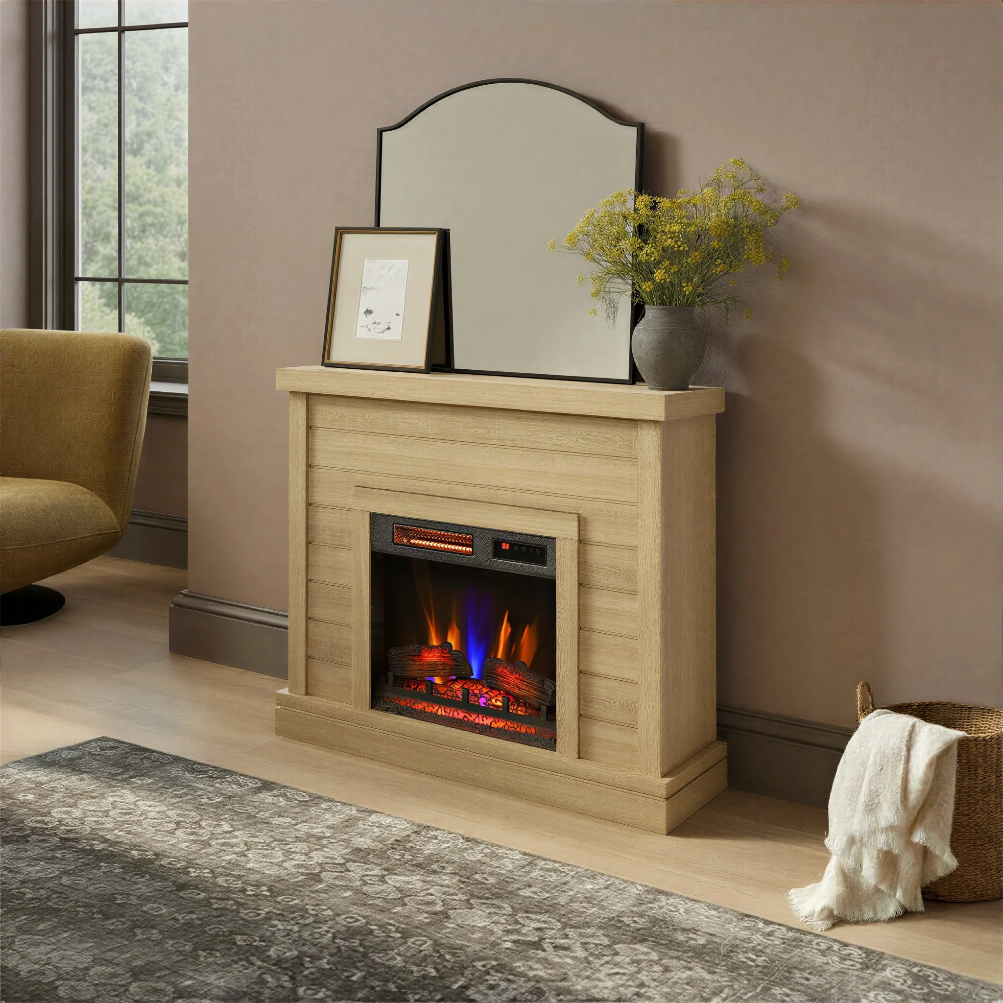 duraflame? Farmhouse Shiplap Electric Fireplace Wall Mantel