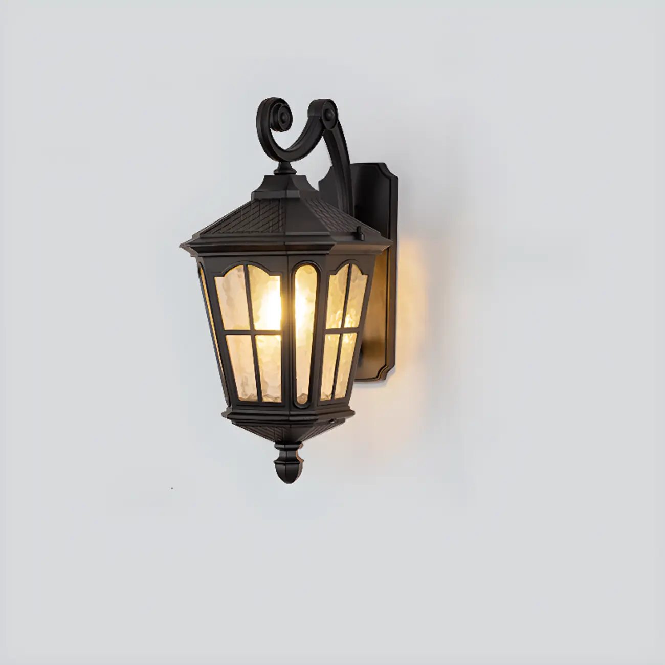 Small Industrial Metal Glass Lantern Outdoor Wall Light