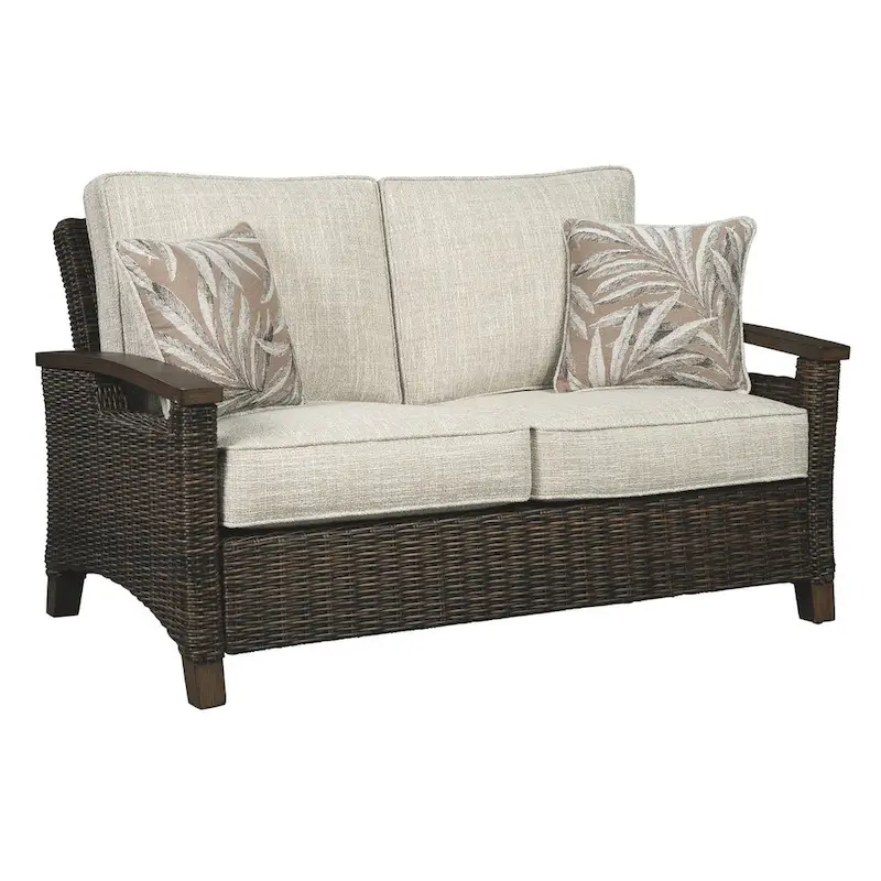 Paradise Trail Outdoor Loveseat with Cushion - Medium Brown - 58.5  W x 35.75  D x 38.25  H