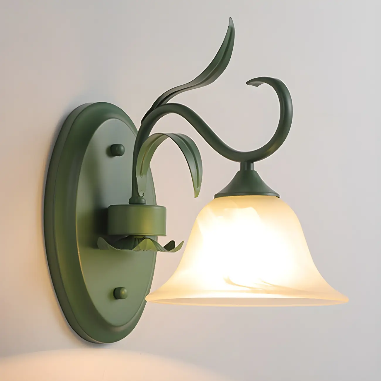 Floral LED Wall Sconce with Glass Shade for Interior Spaces