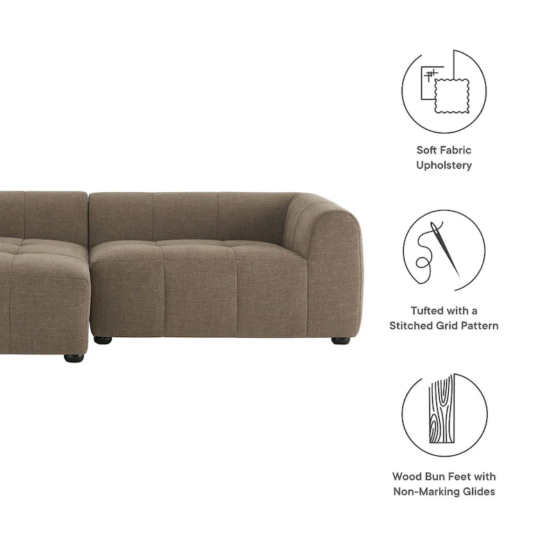 Liana Left-Facing Upholstered Fabric Modular Sofa with Chaise