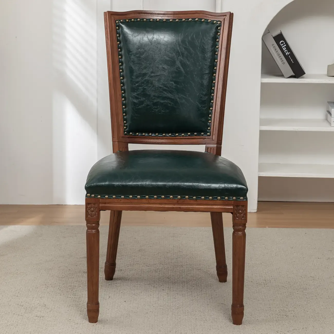 Mid Century Modern Solid Back Armless Wooden Dining Chairs