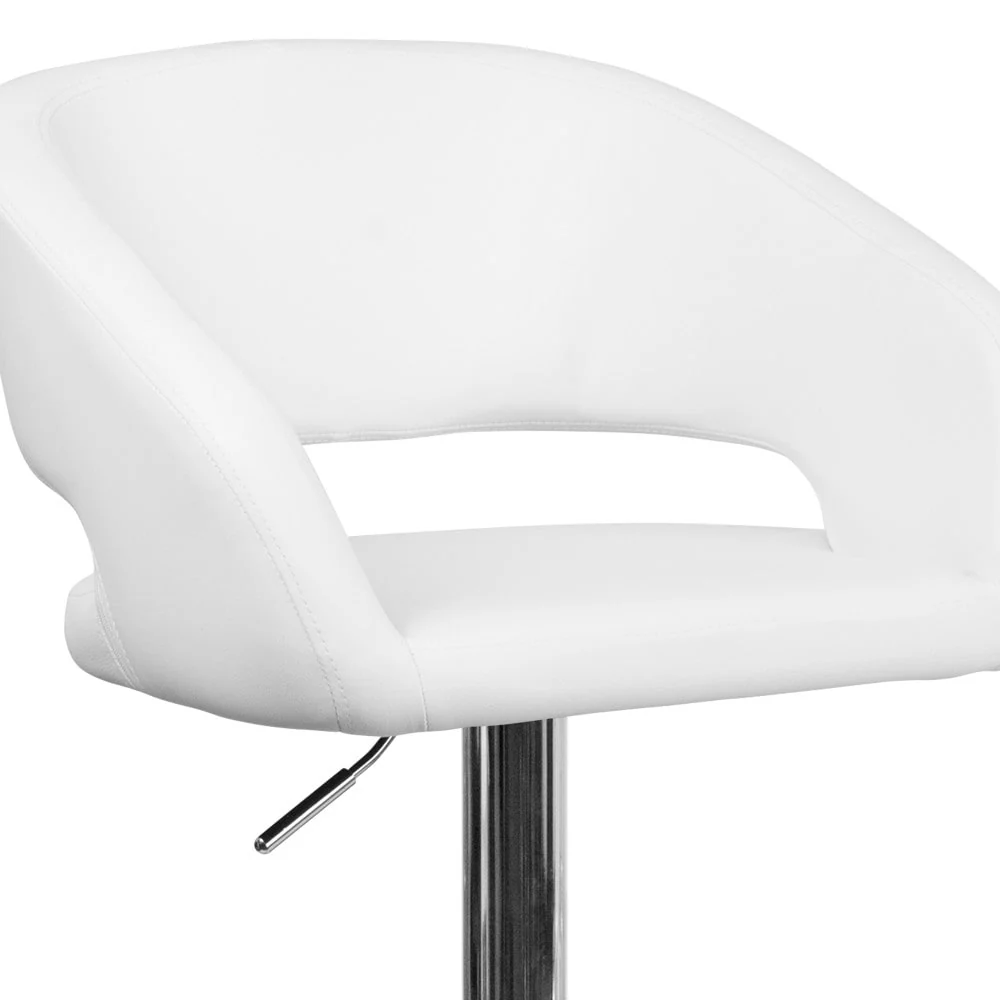 Modern Upholstered Adjustable-Height Barstool with Rounded Back