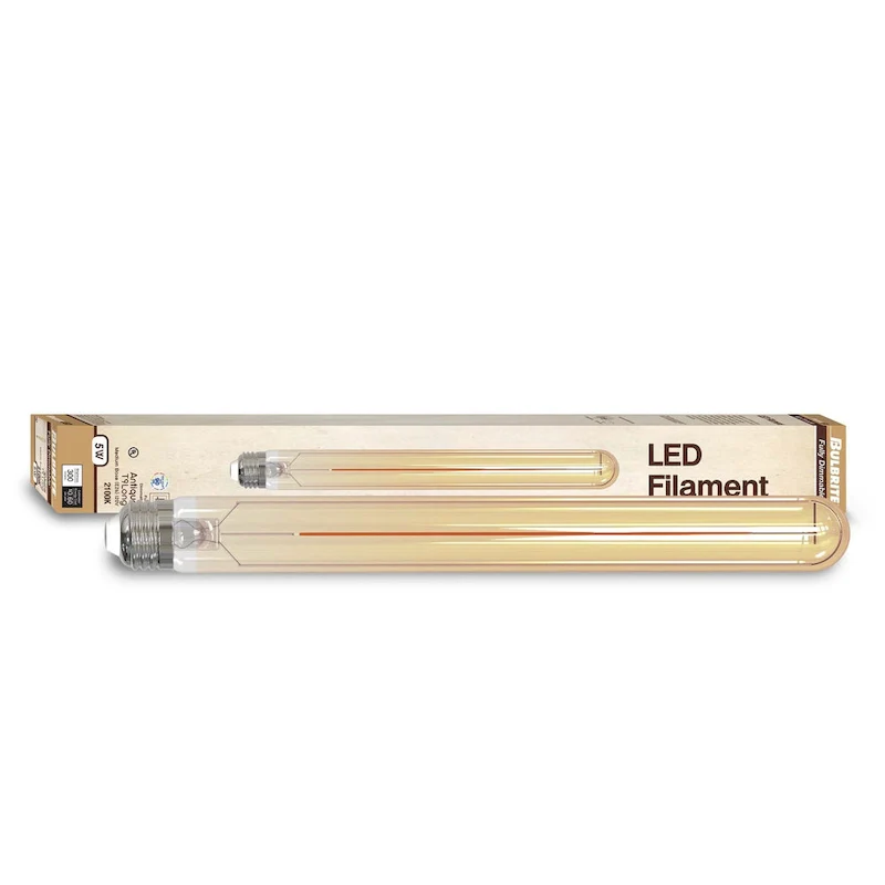 Bulbrite LED Filament Pack of (4) 5 Watt Dimmable 11 Inch T9 Light Bulb with Antique Glass Finish and Medium (E26) Base