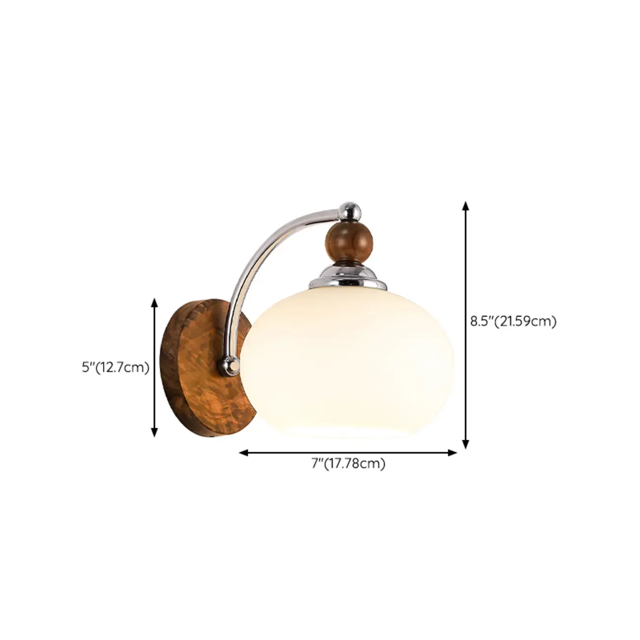 Milk Glass Drum Down Wall Sconce with Lumber and Metal Fixture