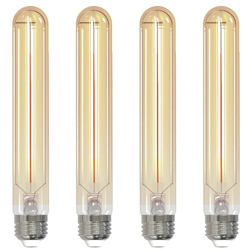 Bulbrite LED Filament Pack of (4) 5 Watt Dimmable 7.5 Inch T9 Light Bulb with Antique Glass Finish and Medium (E26) Base