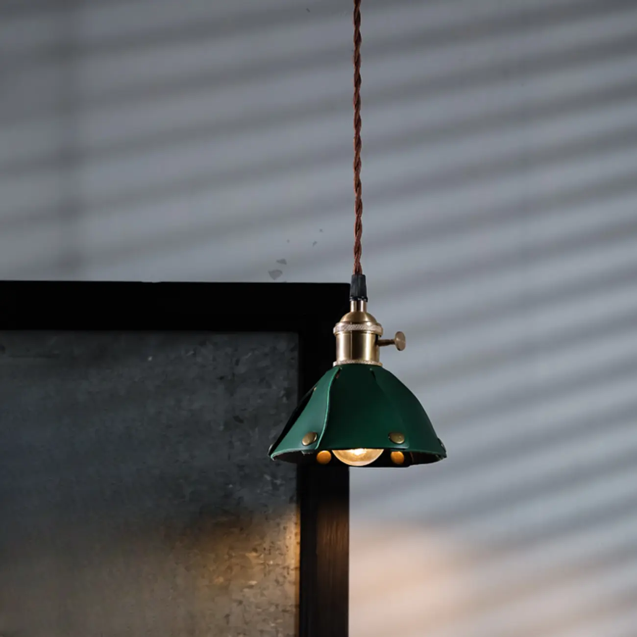 Modern Geometric Leather Gold Metal Pendant Light