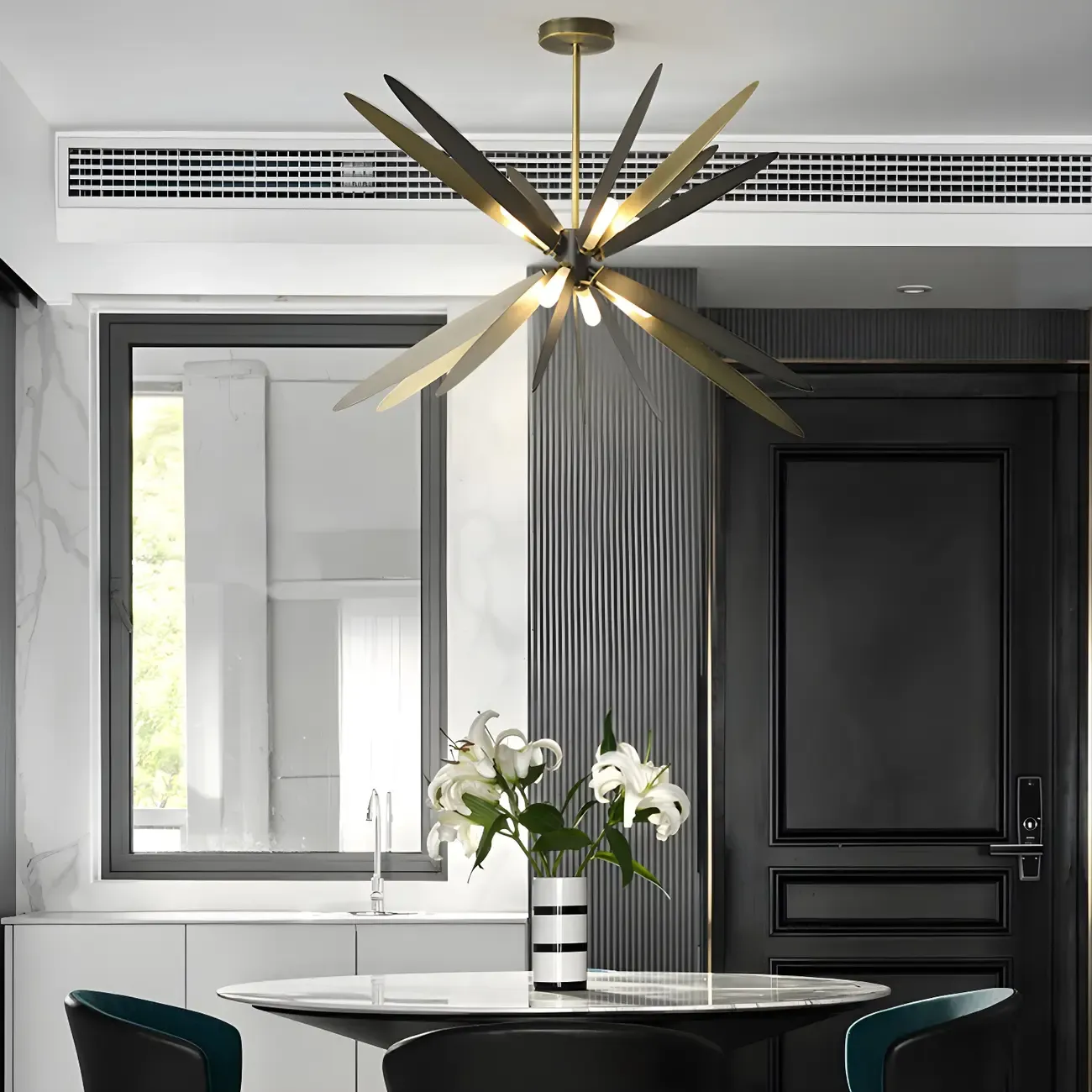 Modern Metal Sputnik Starburst Chandelier Adjustable Downrod