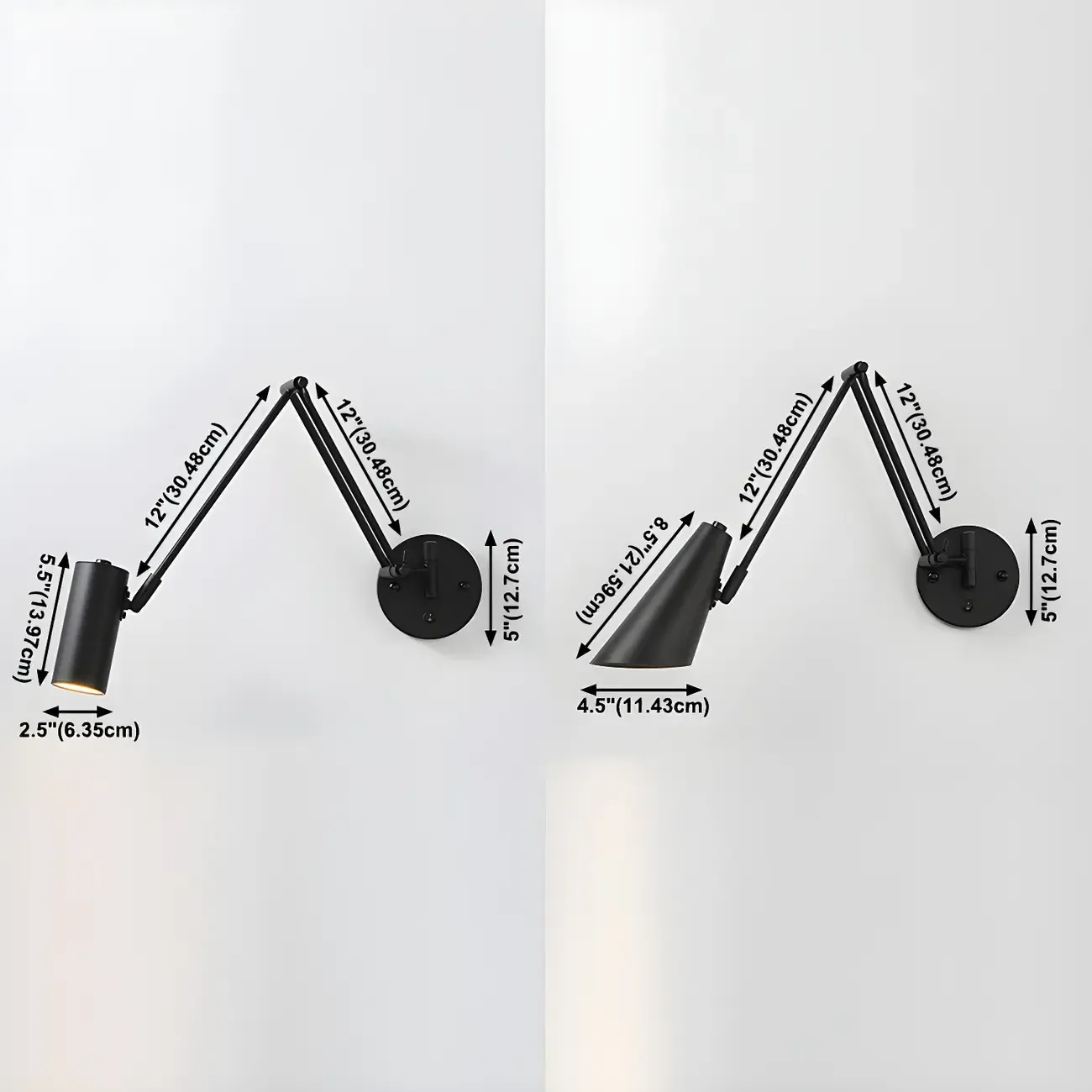 Elegant Streamlined Metal Swing Arm Wall Light