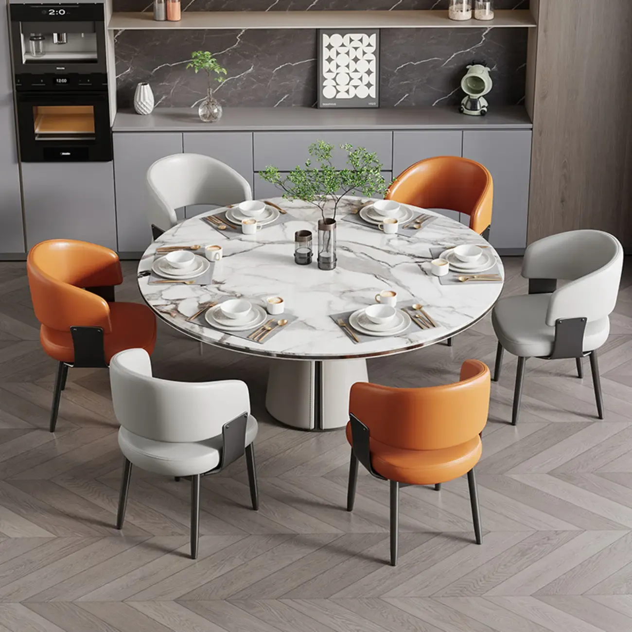 Modern Glam Leather Upholstered Dining Chair