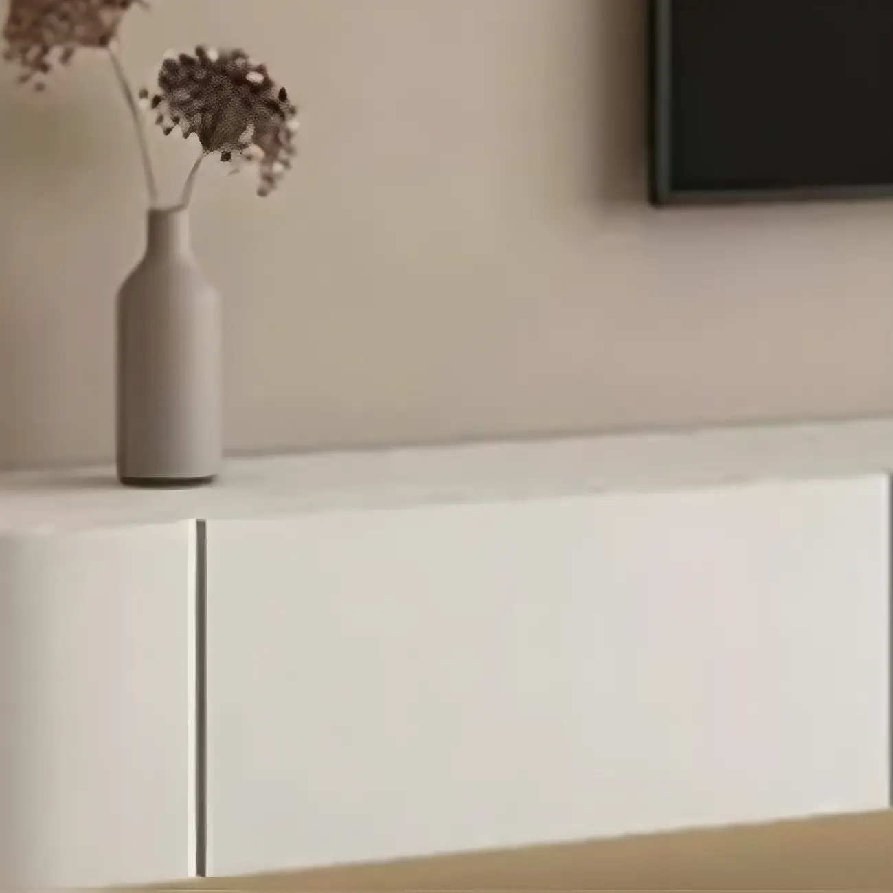 Modern Wooden Wall-Mounted TV Stand in White