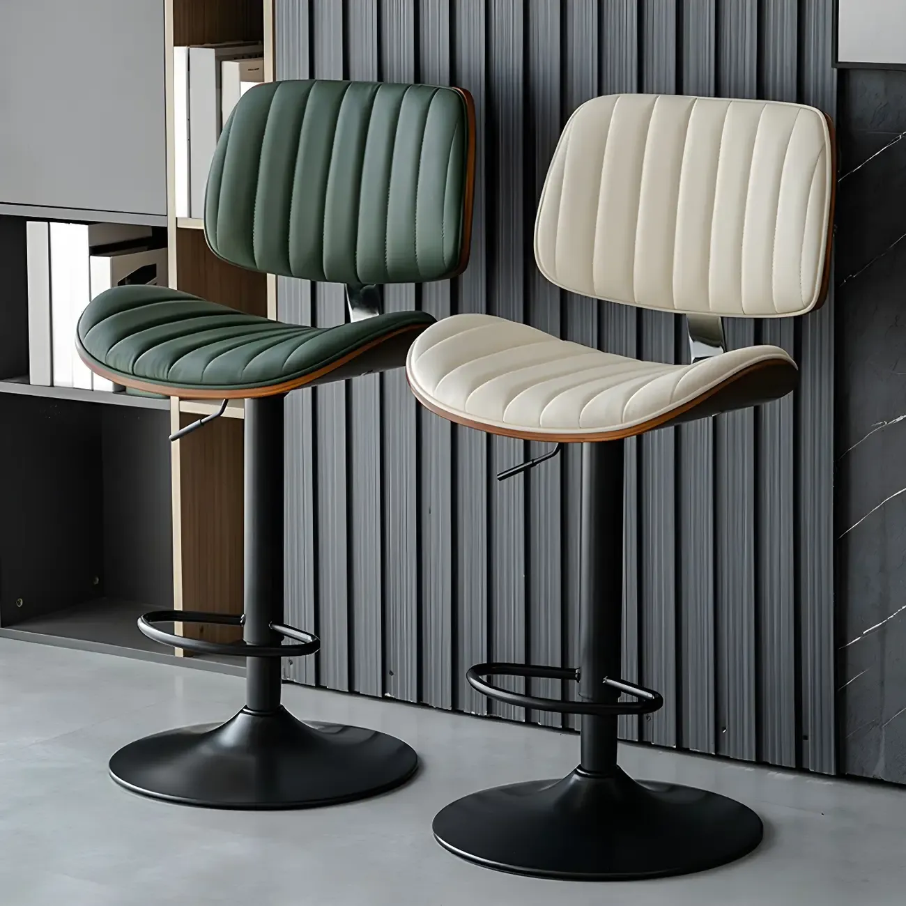 Modern Faux Leather Adjustable Swivel Bar Stools