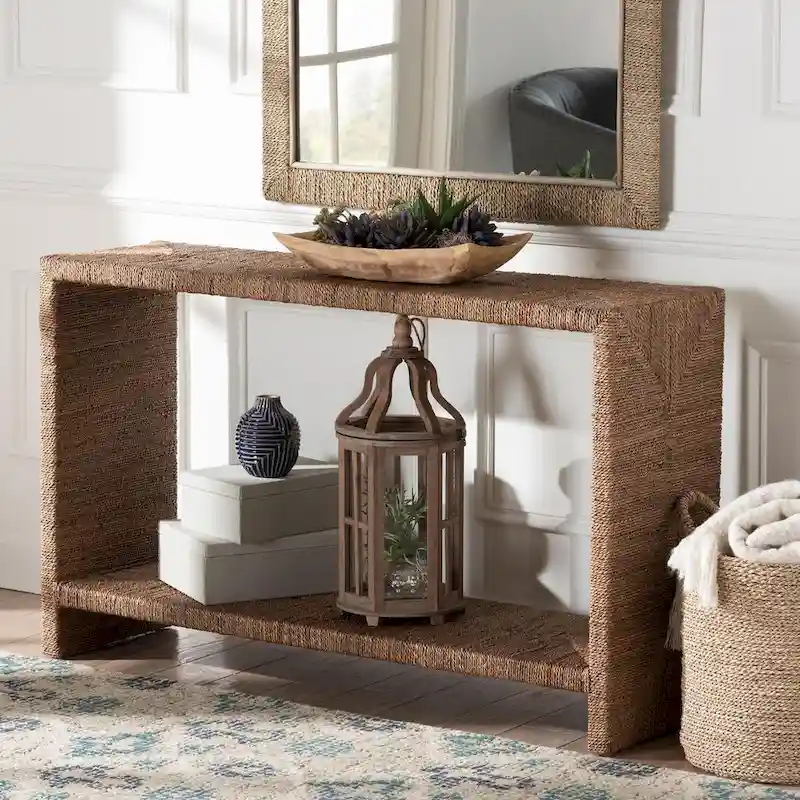 Liza Bohemian Natural Seagrass Console Table