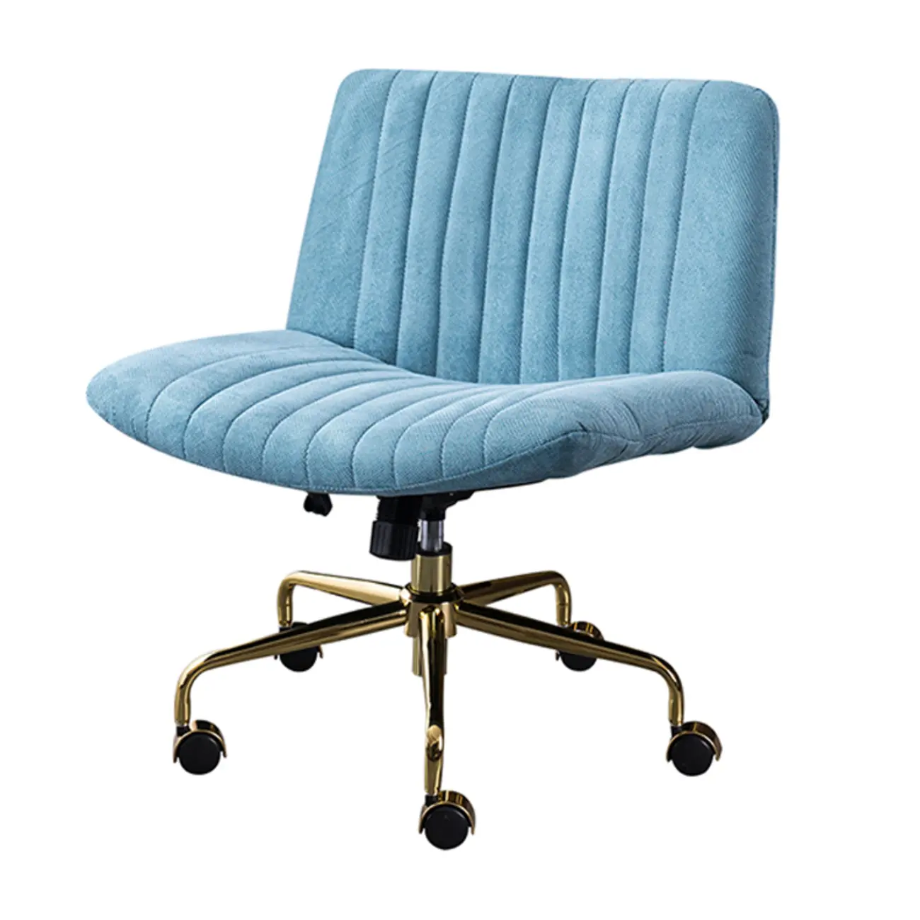 Elegant Gray Linen Upholstered Swivel Office Chair