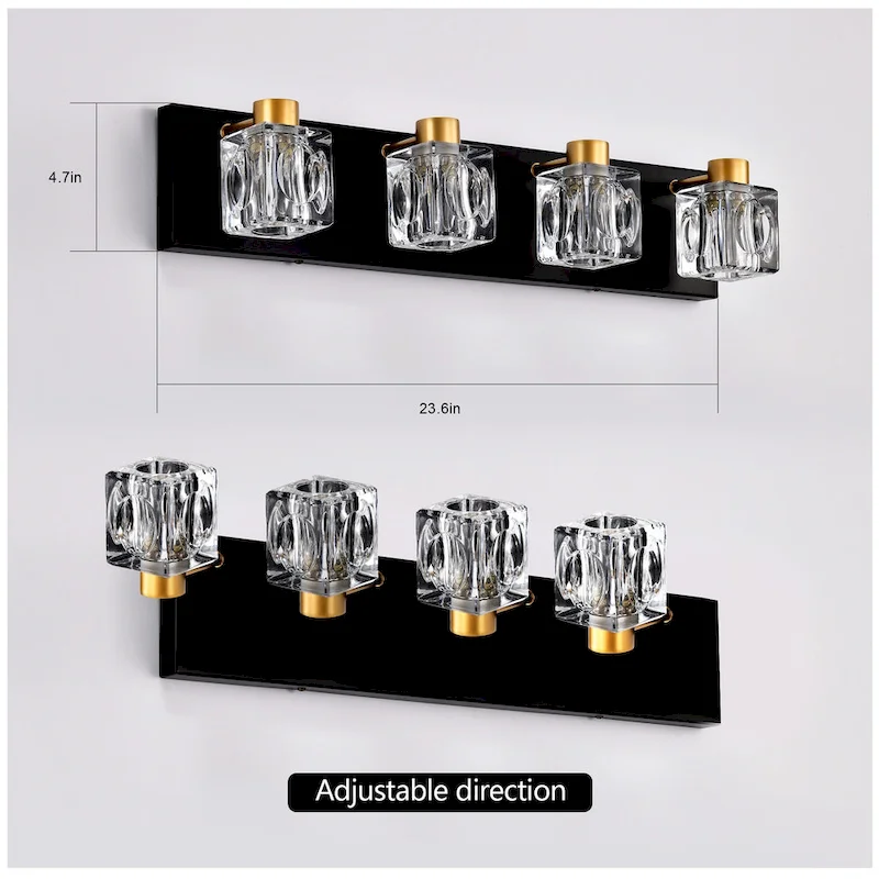 Modern Vanity Lights with Crystal Glass Shade - Gold