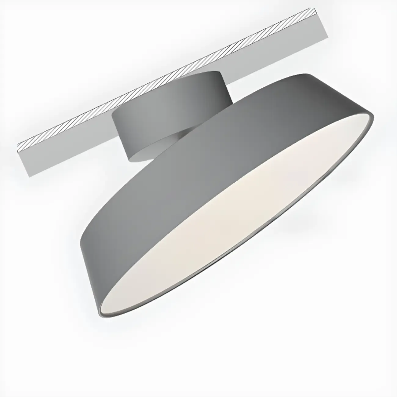 Modern Metal Drum Dimmable Semi Flush LED Ceiling Light