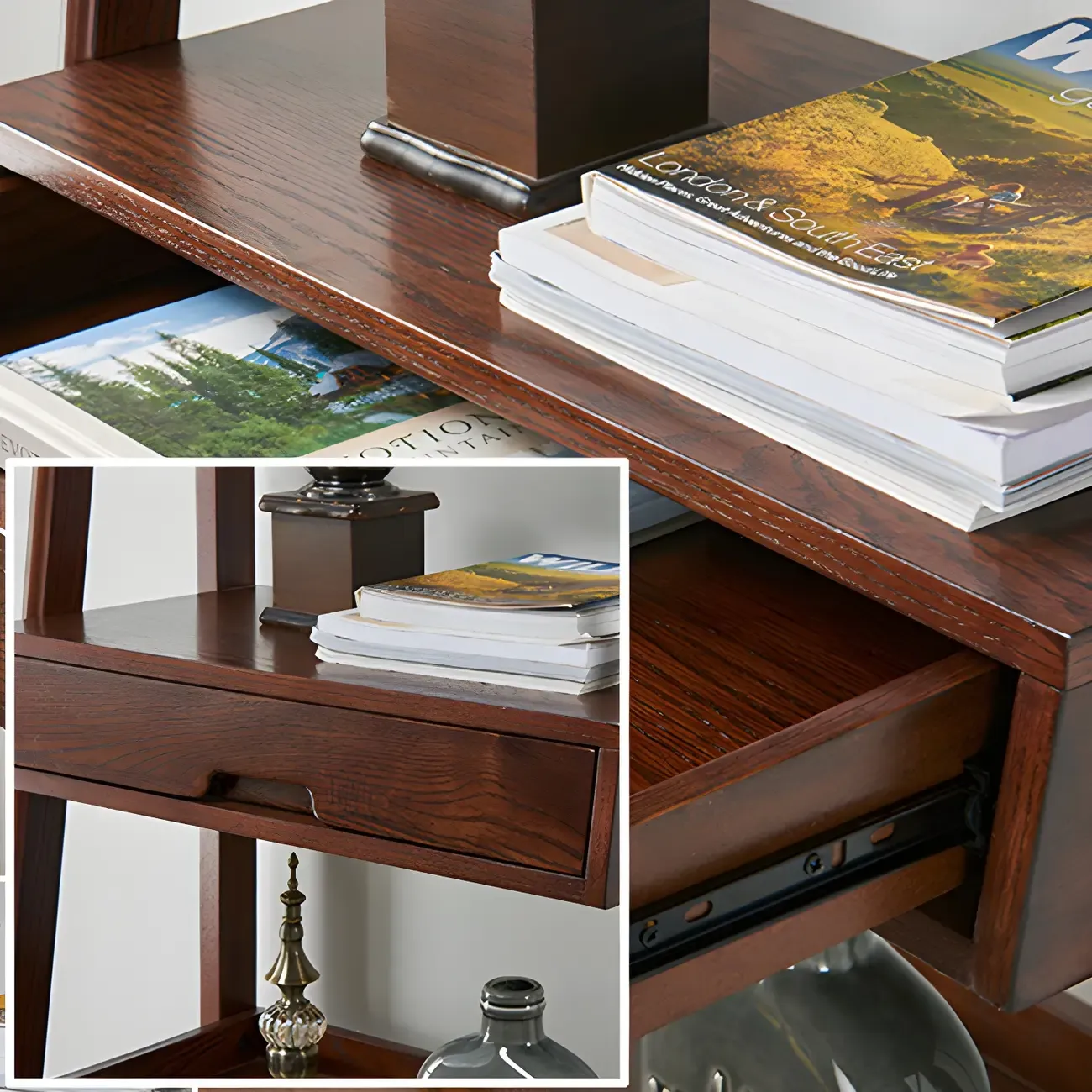 Scandinavian Wood Walnut 5-Tier Ladder Bookcase