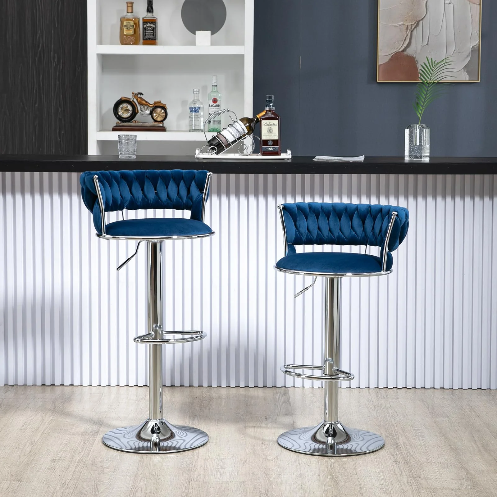 Modern Velvet Swivel Adjustable Bar Stools