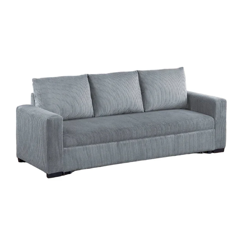 Billy Convertible Pull Out Sofa Bed, Gray Corduroy, 85 Inch