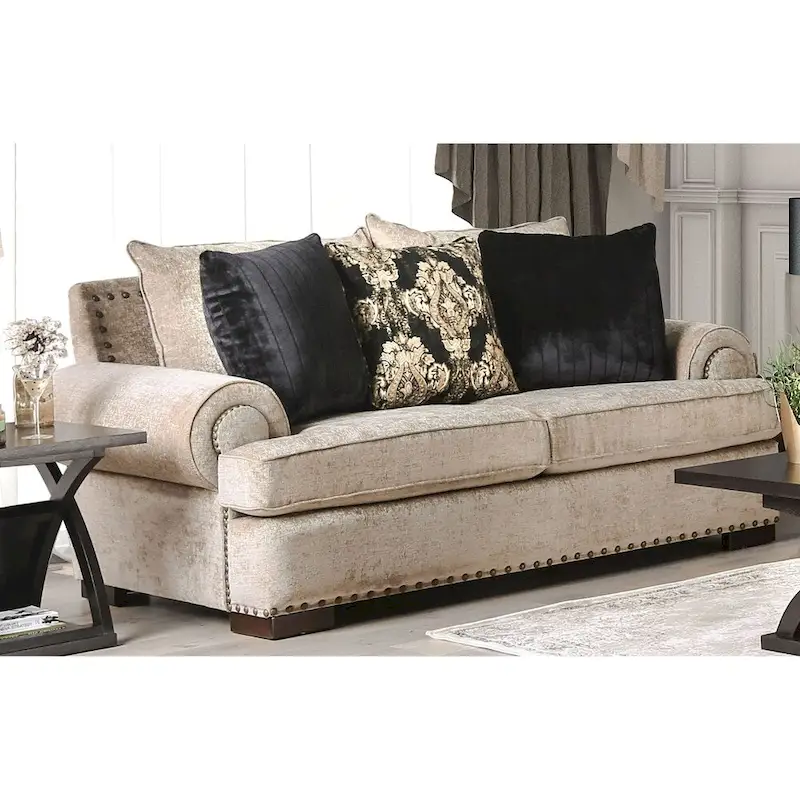 Furniture of America Jula Traditional Linen 2-piece Sofa Set