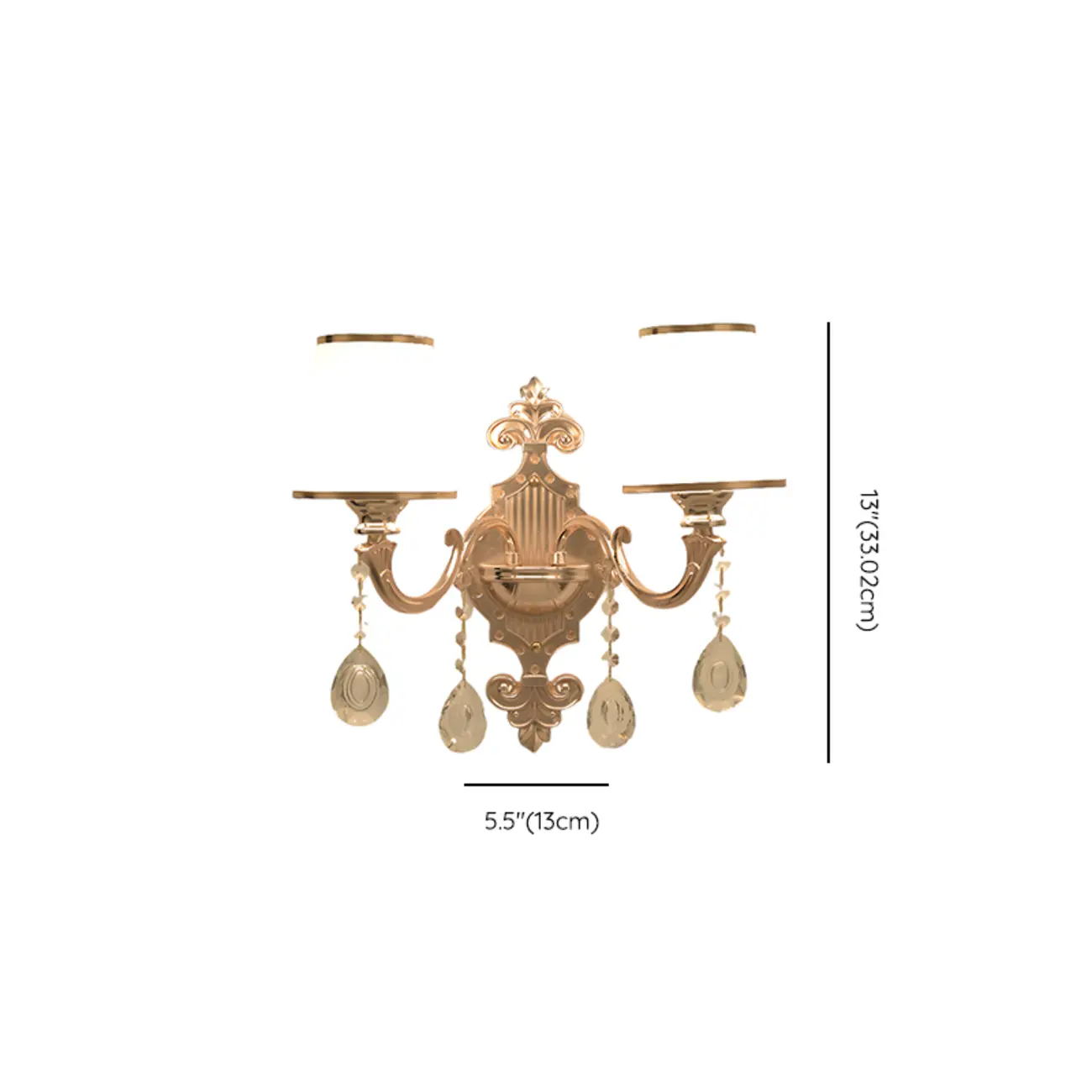 Mini Antique Gold Wall Sconce with Geometric Crystal Shade