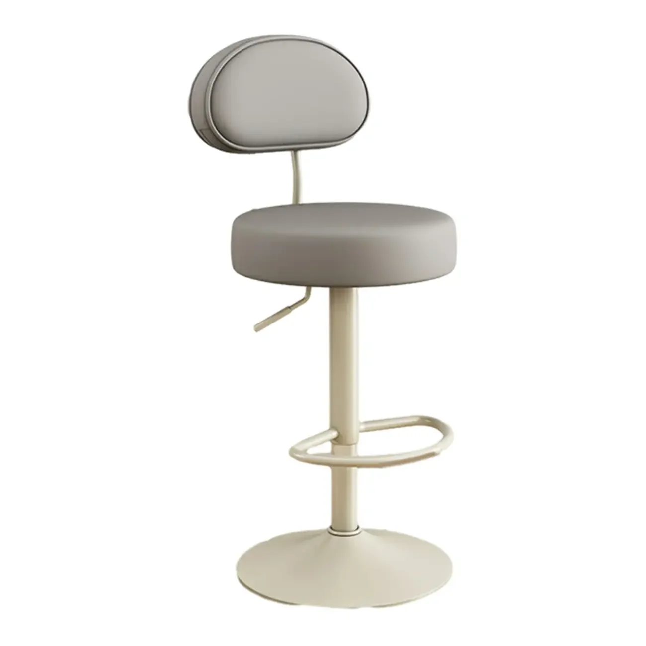 Round Adjustable Faux Leather Bar Stools with Back