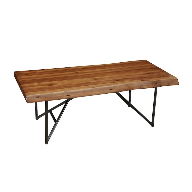 Alpine Furniture Live Edge Coffee/Cocktail Table - Light Walnut - 50Wx25.5Dx18H