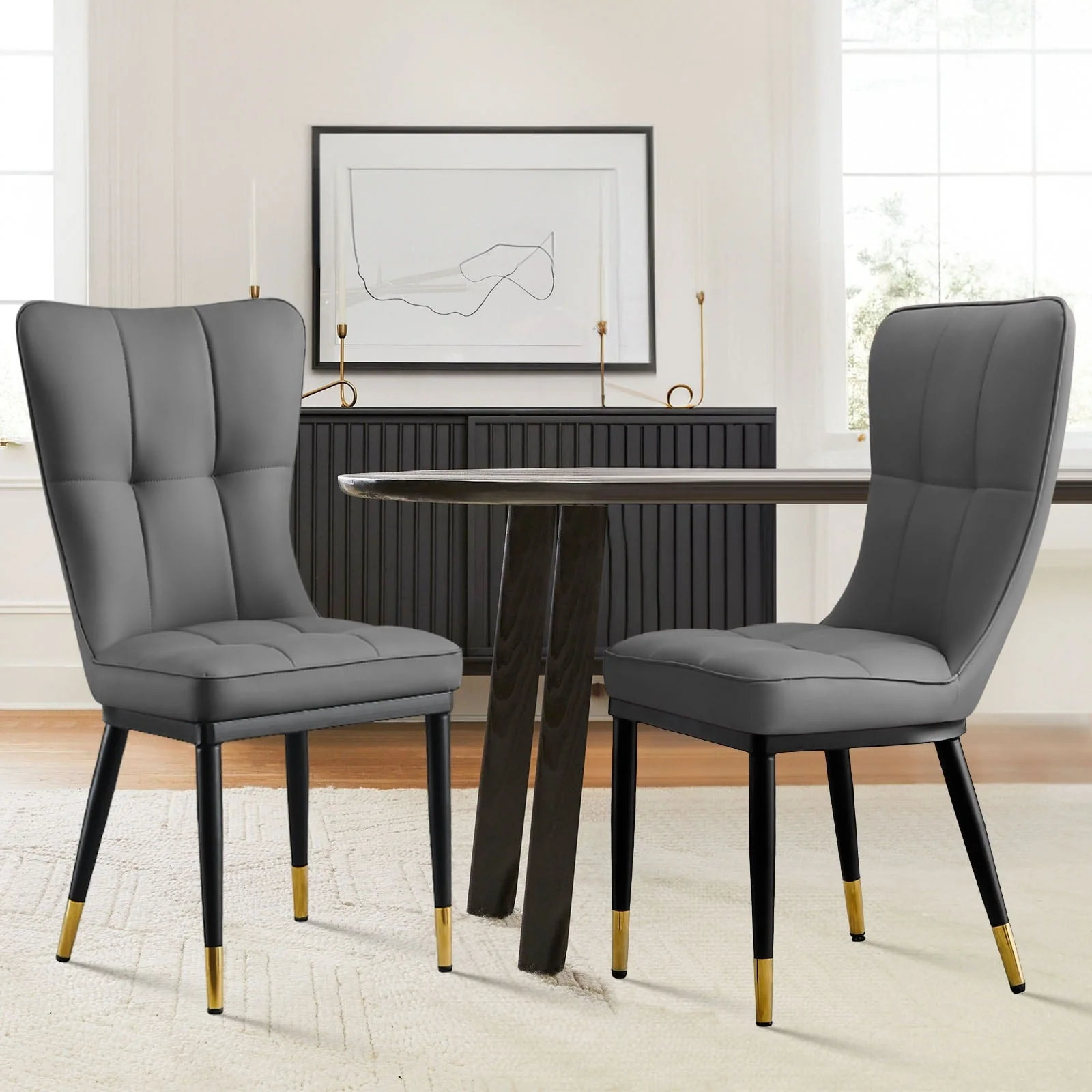 Faux Leather Upholstered Dining Chairs Set of 2/4