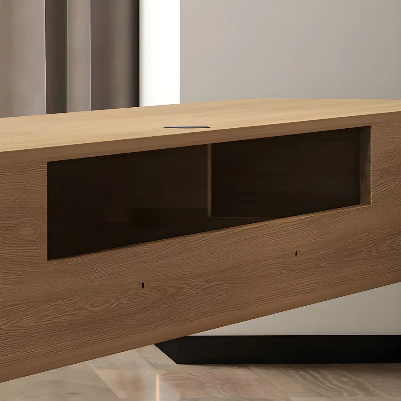 Natural Long Wood Floating TV Stand Media Consoles