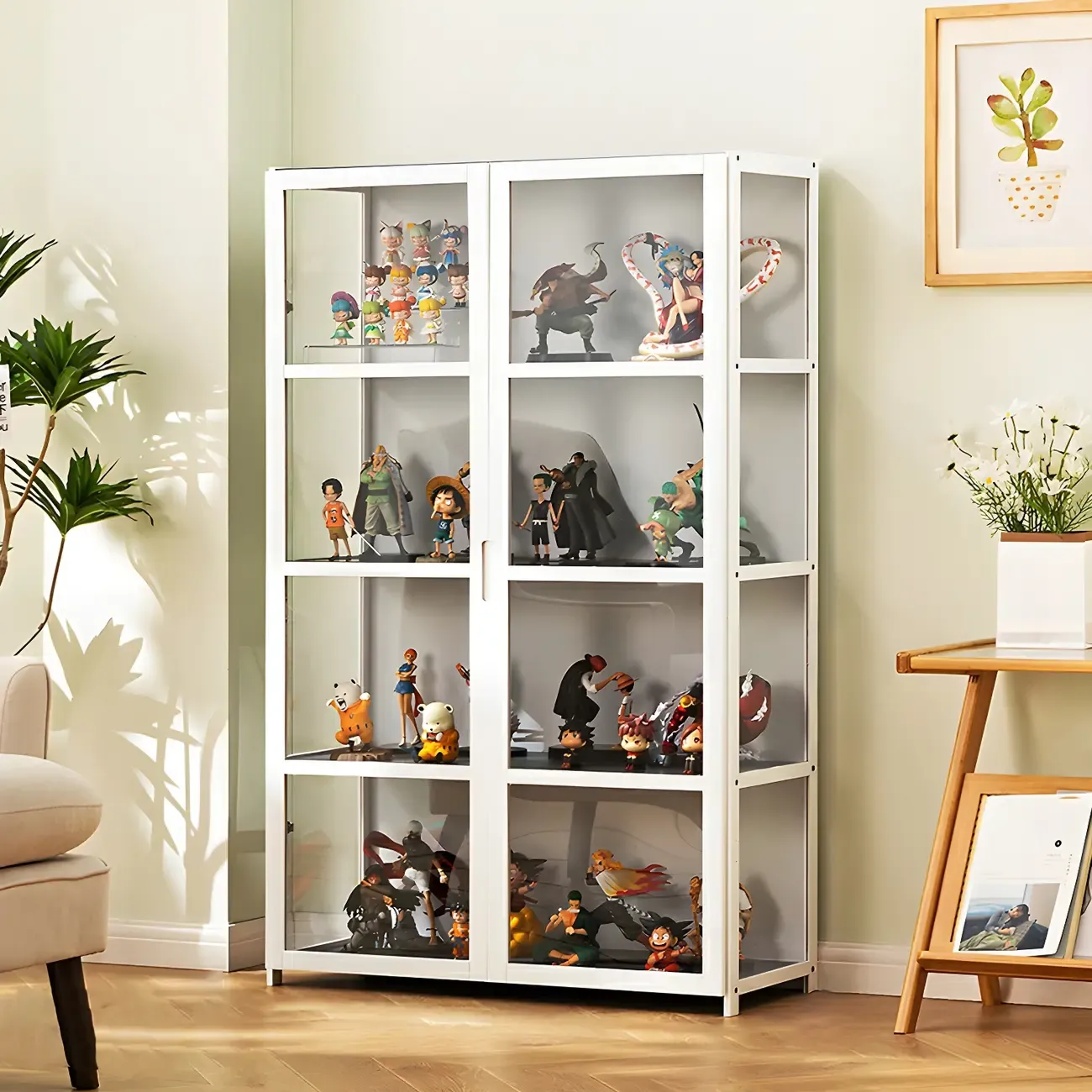 Modern Natural Bamboo Acrylic Standard  Display Cabinet