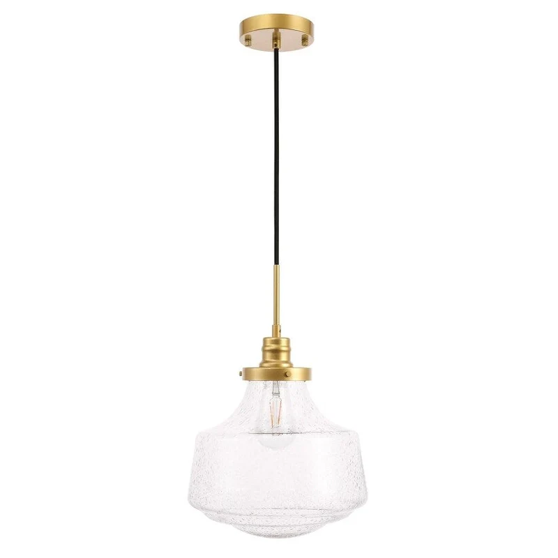 Klyli 11-inch 1-light Clear Seeded Glass Hanging Pendant