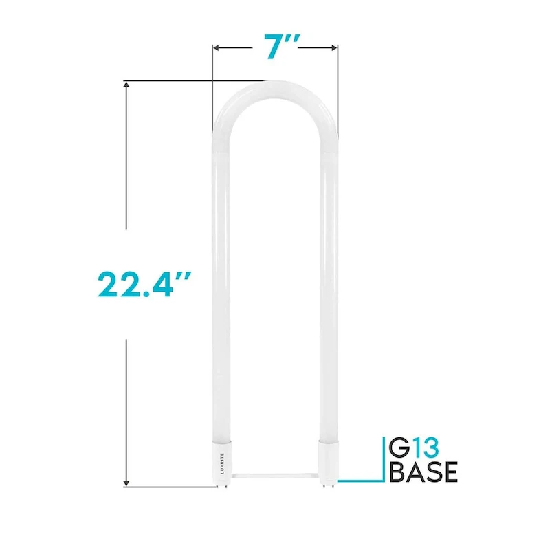 Luxrite U Bend LED Tube Light, T8 T12, 18W (32W Equivalent), 2100 Lumens, Direct or Ballast Bypass, G13 Base (4 Pack)