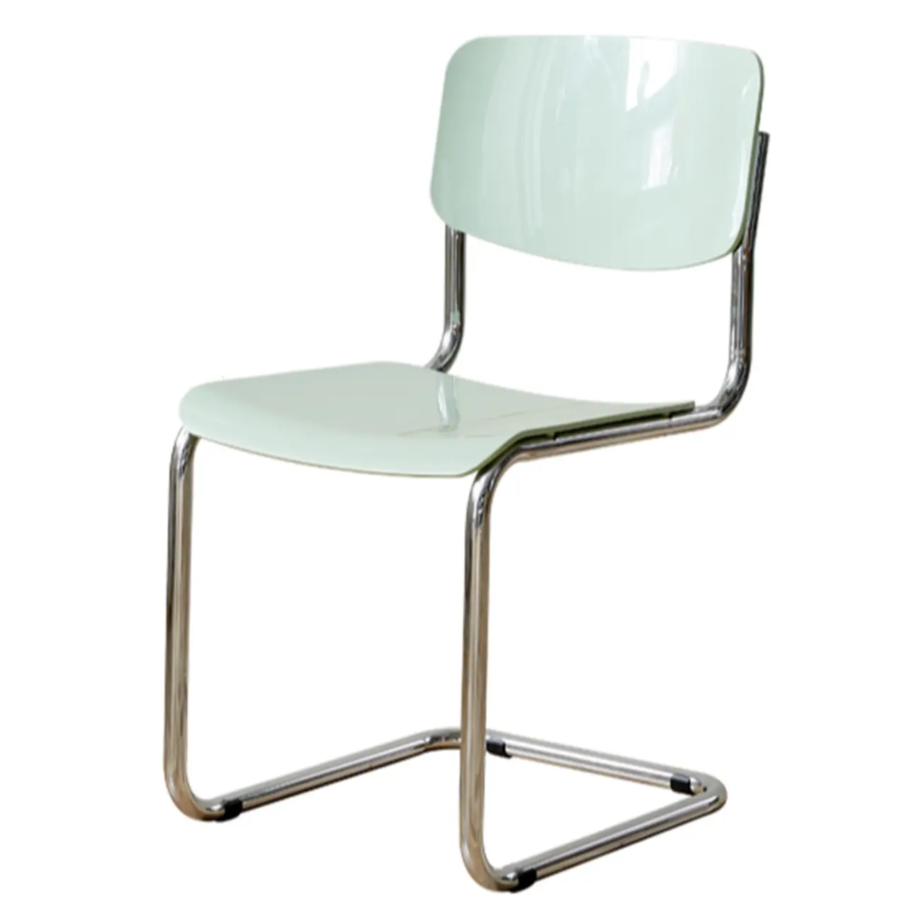 Simple Metal Armless Dining Chair in Yellow Solid Back