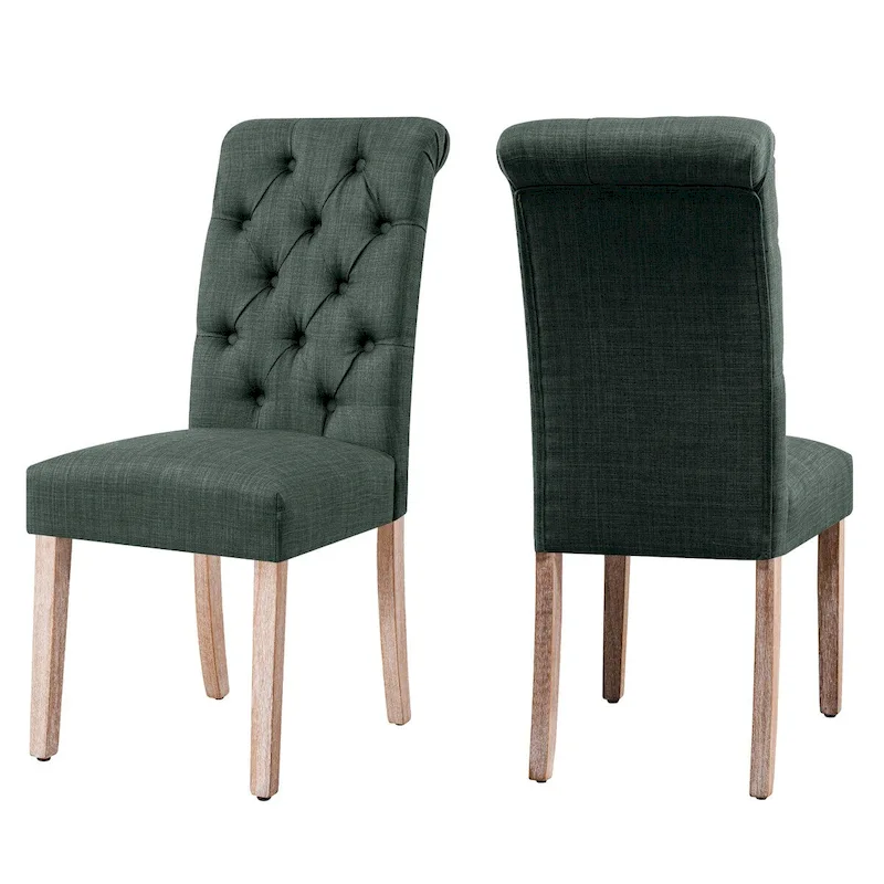 Linen Parsons Modern Button Dining Chair (Set of 2)