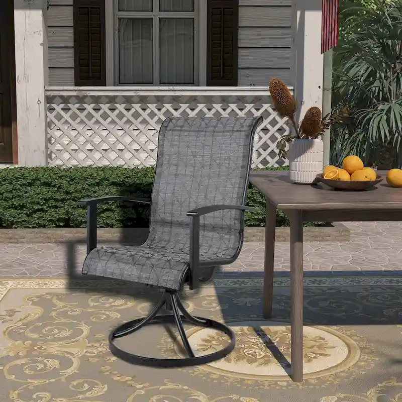 Teslin Iron Frame Swivel Dining Chair (Set of 2)