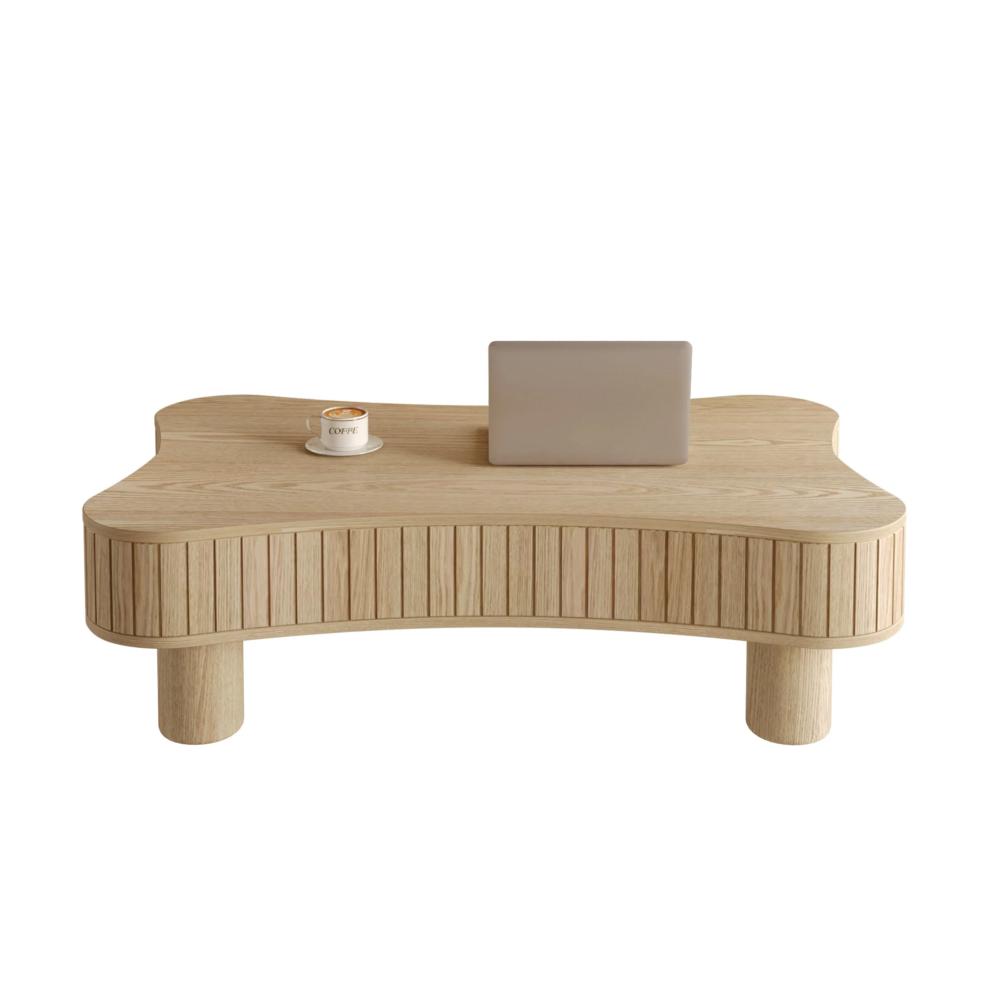 Walker Edison | Curve Design Reeded Lift Top Coffee Table and Desk
