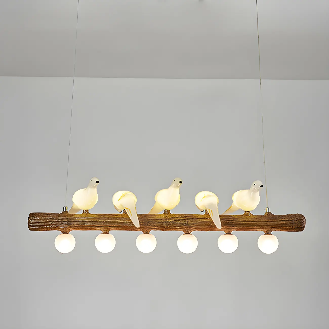 Rustic Wood LED Bird Island Chandelier