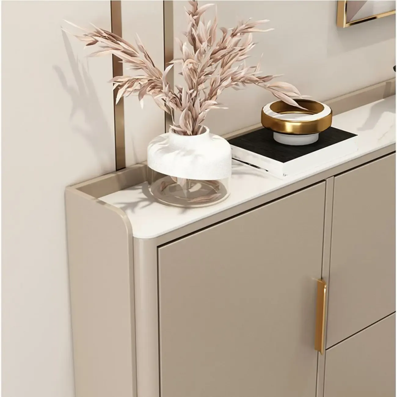 Wooden Drop Front Shoe Cabinet with Metal Legs