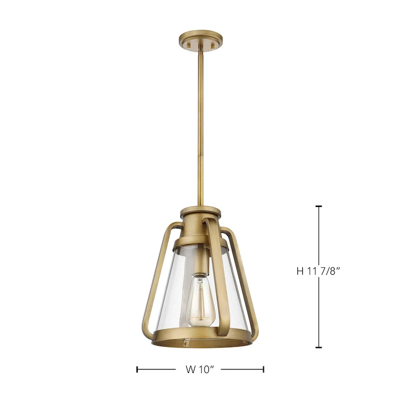 Everett 1 Light 10 Inch Pendant Natural Brass with Clear Glass - Natural Brass