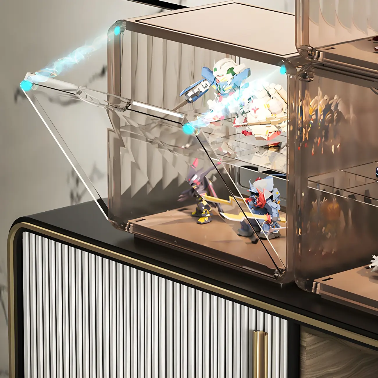 Stylish Stackable Green Clear Acrylic Display Cabinet