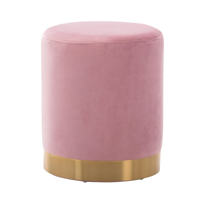 Small Round Velvet Ottoman Upholstered Foot Stool