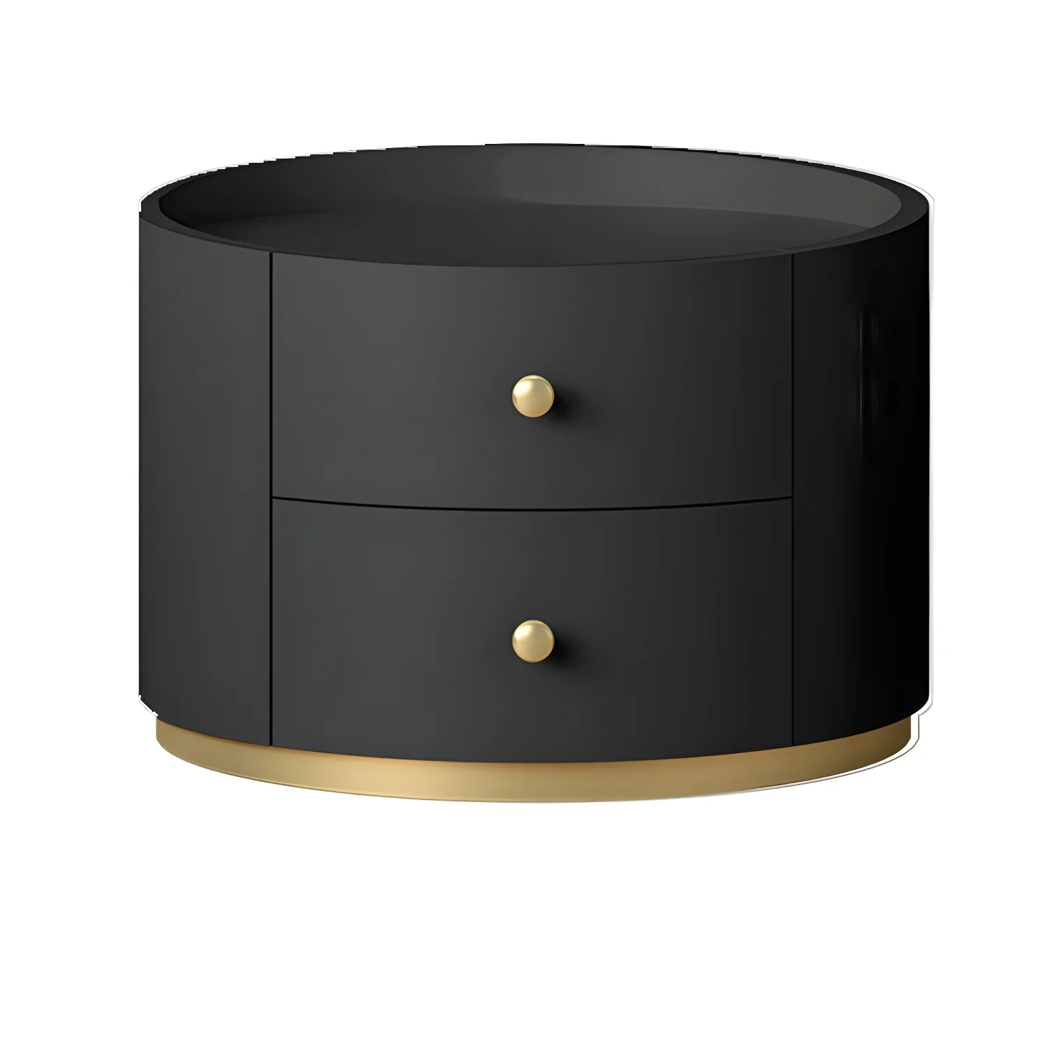 Glam Manufactured Wood Round 2-Drawer Nightstand