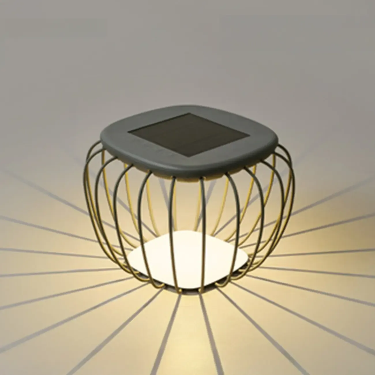 Modern Metal Cage Design Solar Post Cap Light
