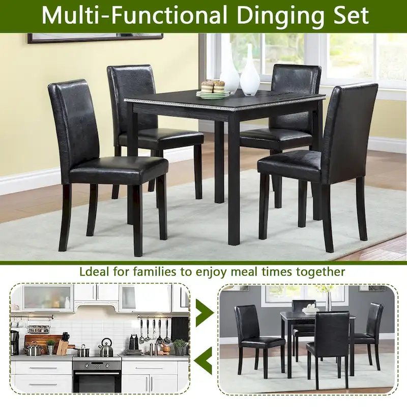 5 Piece Wooden Dining Table Set