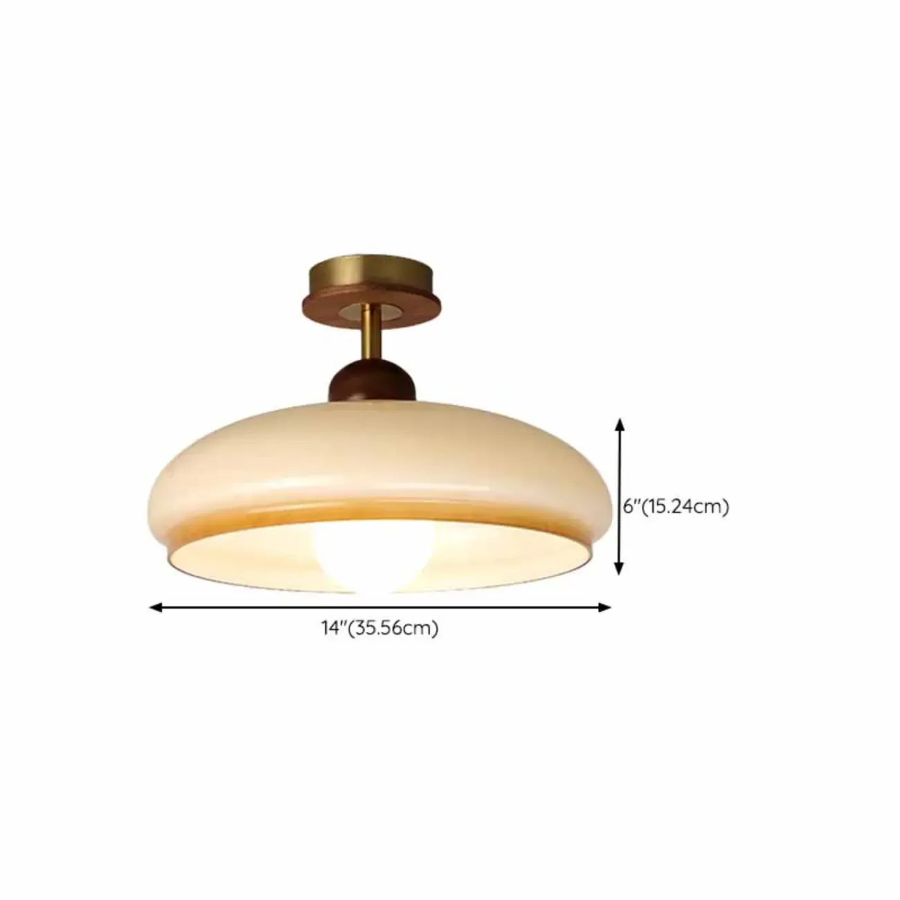Caramel Gradient Glass Dome Semi Flush Ceiling Light