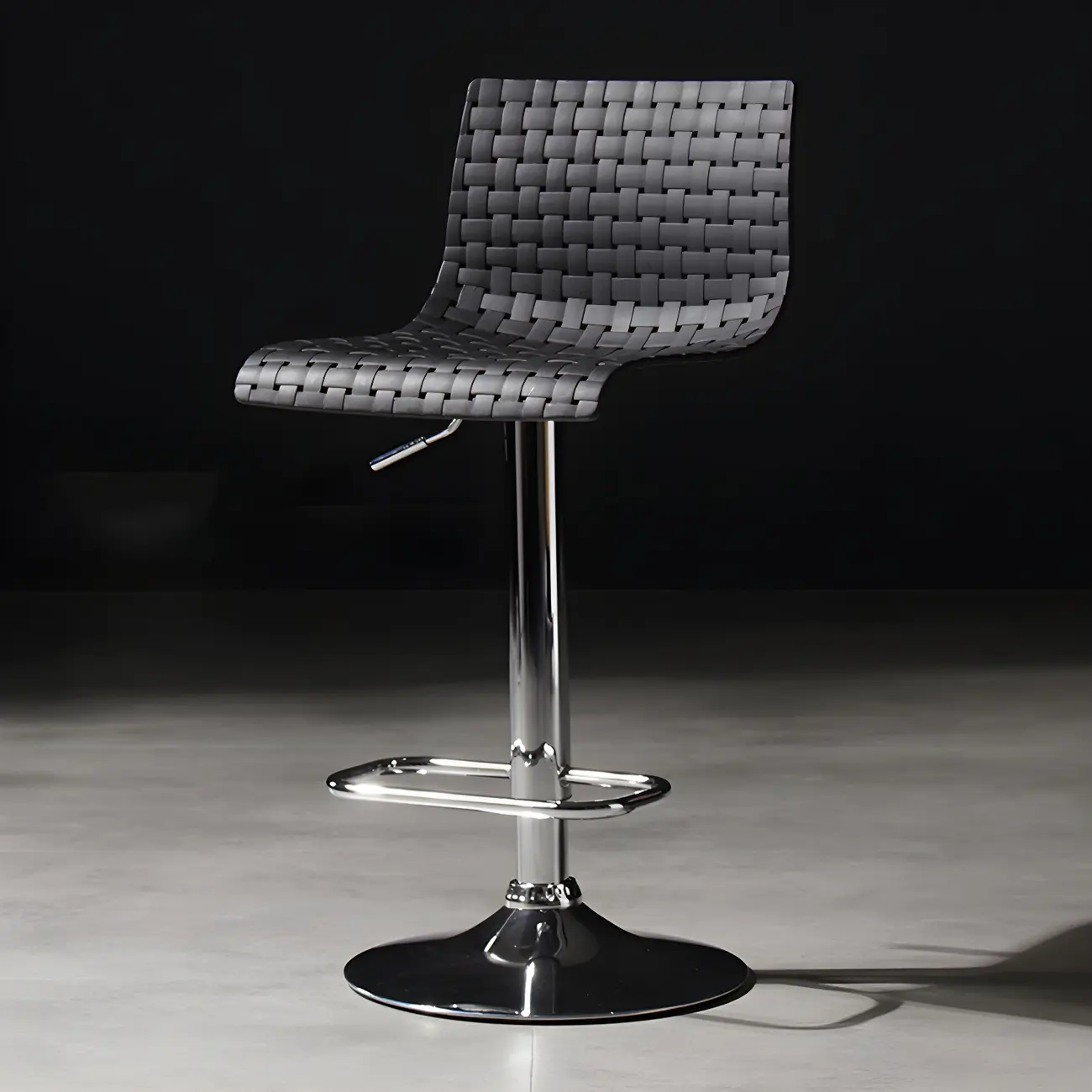 Modern Square Seat Plastic Rattan Adjustable Swivel Bar Stools