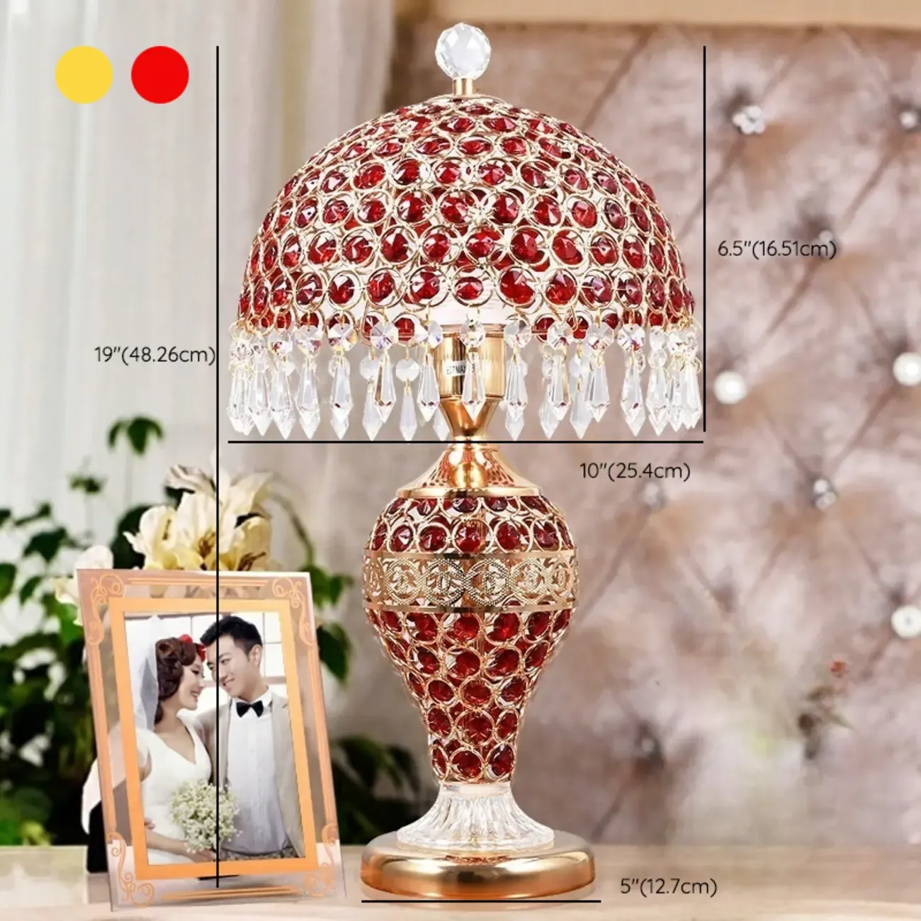 Traditional Luxurious Empire Gold Crystal Bedside Lamps