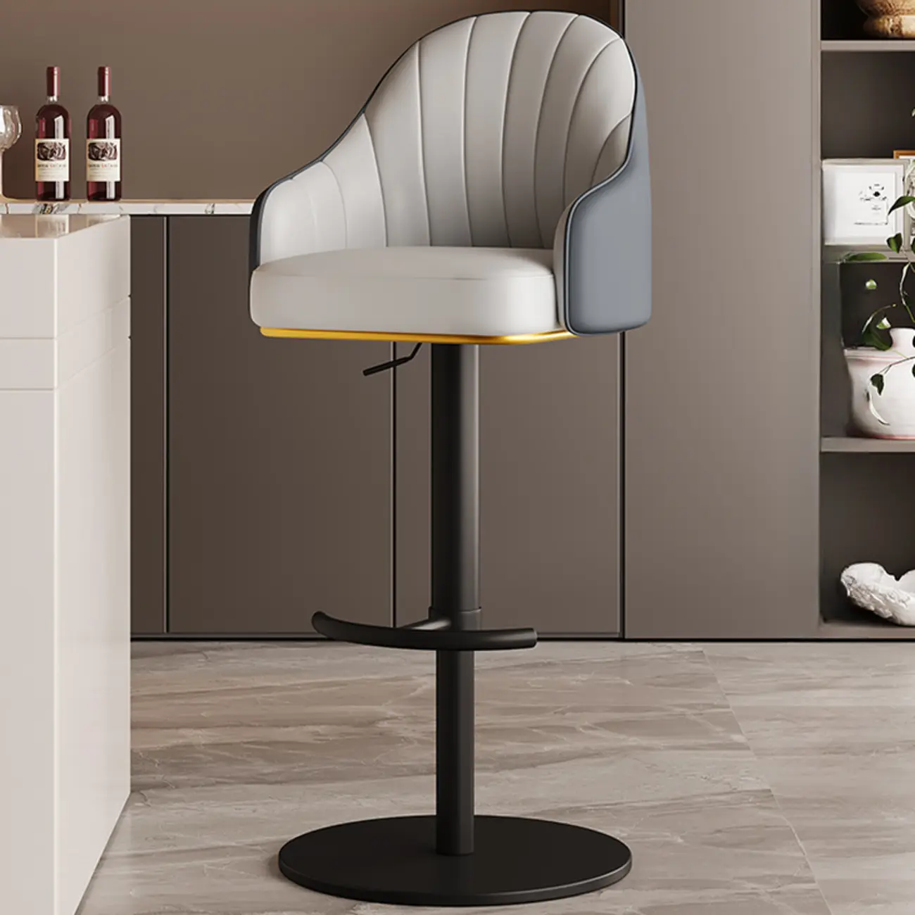 Low Back Adjustable Modern Leather Swivel Bar Stool